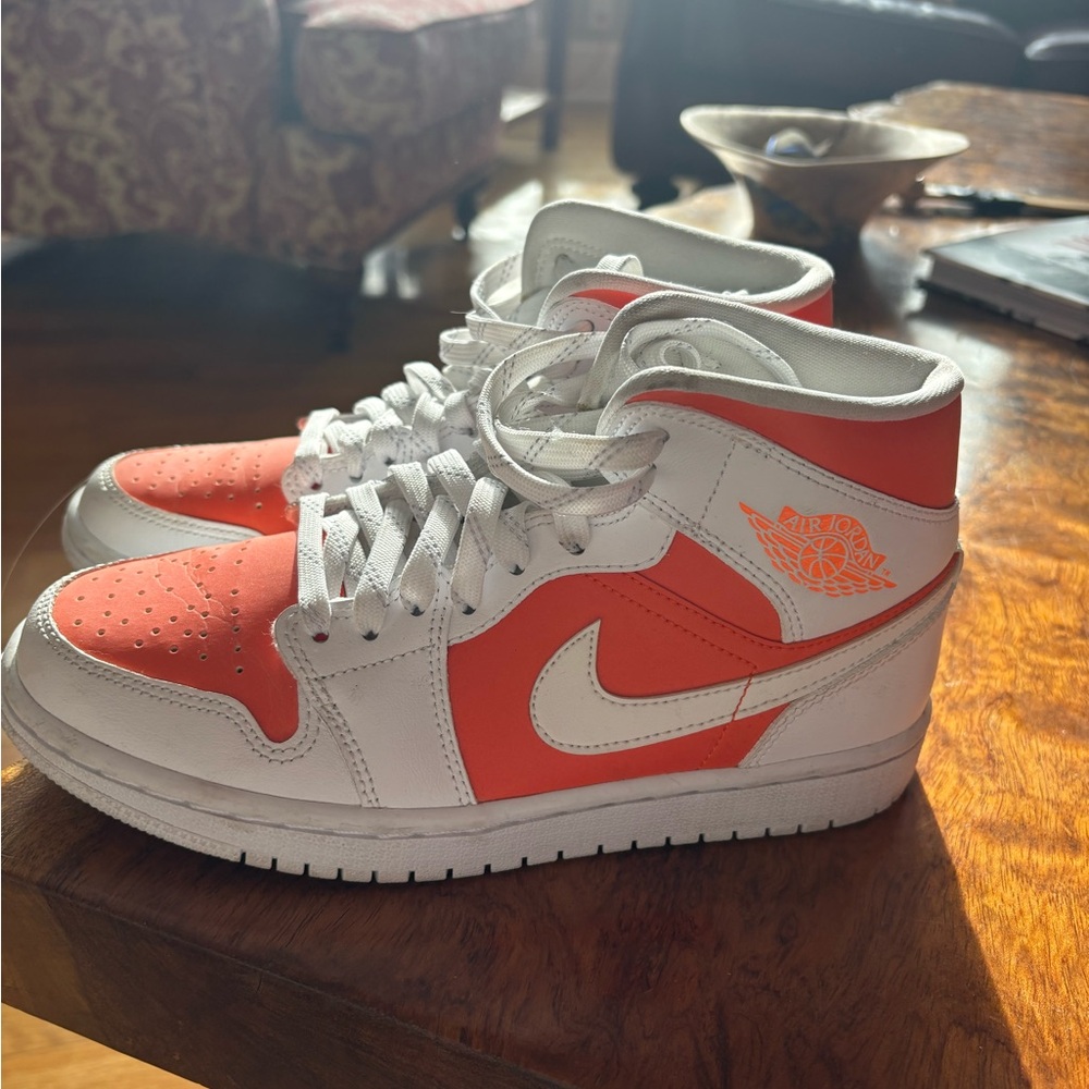 Nike Air Jordan White and Orange Sneakers